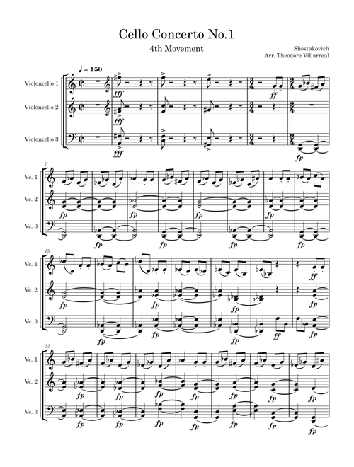 Cello Concerto No.1 for Cello Quartet– Dmitri Shostakovich - 4th Movement