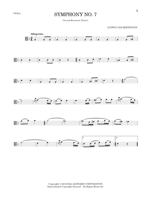 Symphony No. 7 In A Major, Second Movement (Allegretto) - Ludwig Van Beethoven (Viola Solo)