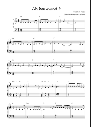 Als het avond is – Suzan & Freek Sheet Music for Piano (Solo ...