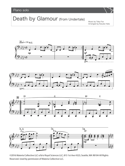 Death by Glamour (from Undertale) (Arr. Kosuke Hata) - Toby Fox (Piano Solo)