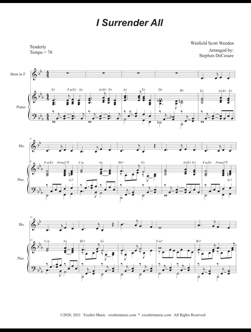 I Surrender All (French Horn solo and Piano) (Arr. Stephen DeCesare) - Winfield Scott Weeden (French Horn and Piano)