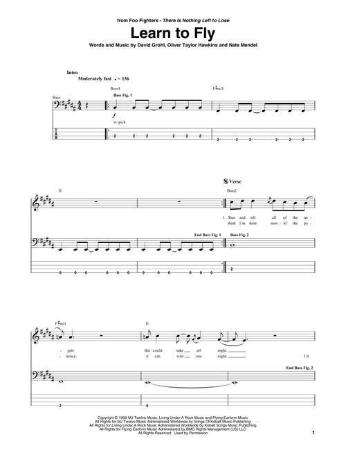 Learn To Fly - Foo Fighters (Bass Tab)