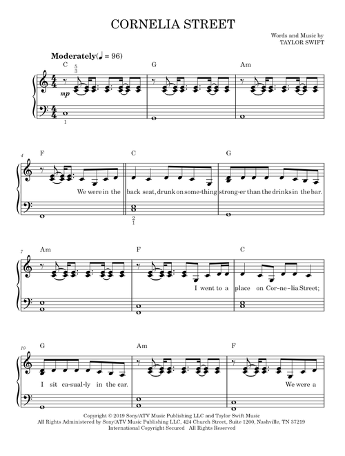 Cornelia street - Taylor Swift (Easy Piano)