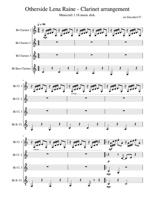 Otherside – Lena Raine Otherside clarinet arrangement