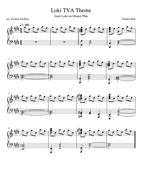 Tva (Arr. Connor SooHoo) - NATALIE HOLT (Piano Solo)