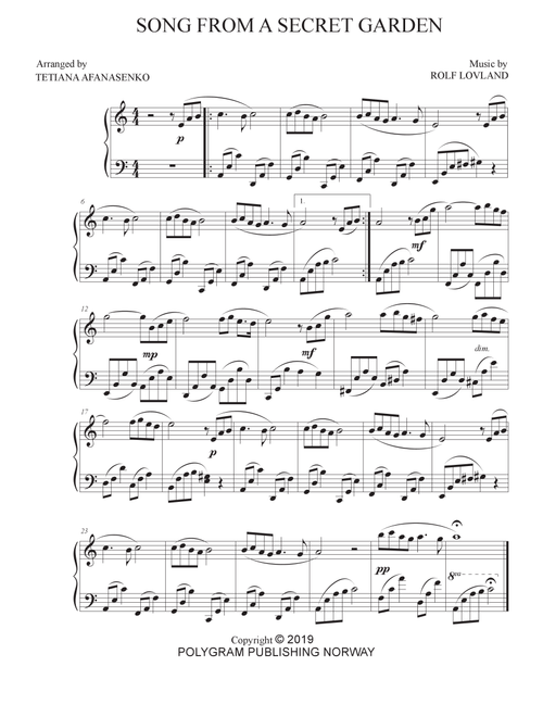 Song From A Secret Garden (korean Version) (Arr. Tetiana Afanasenko) - Youngok Shin (Piano Solo)