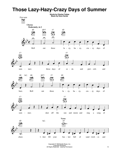 Those Lazy-Hazy-Crazy Days Of Summer - Nat "King" Cole, Various, Hans Carste (Ukulele)