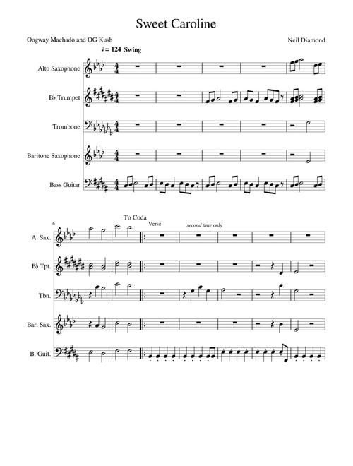 Sweet Caroline - Neil Diamond Horn Parts