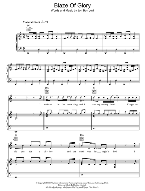 Blaze Of Glory - Jon Bon Jovi, Bon Jovi (Piano-Vocal-Guitar (Piano Accompaniment))