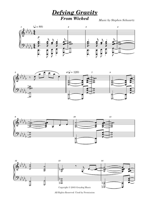 Defying Gravity (from Wicked) – Stephen Schwartz