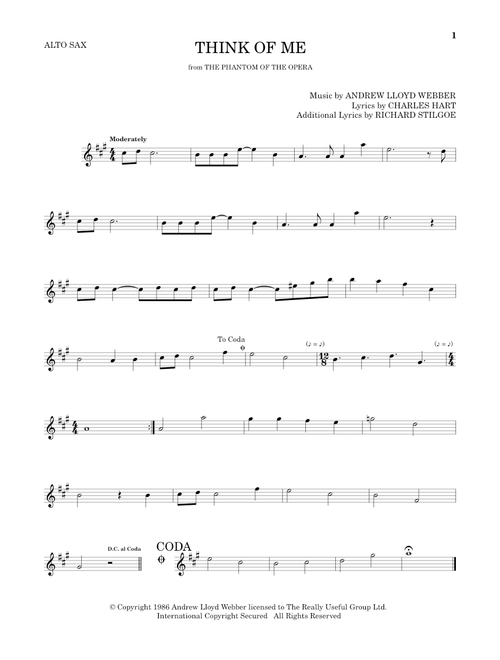 Think Of Me (from The Phantom Of The Opera) - Andrew Lloyd Webber, Charles Hart, Richard Stilgoe (Alto Sax Solo)