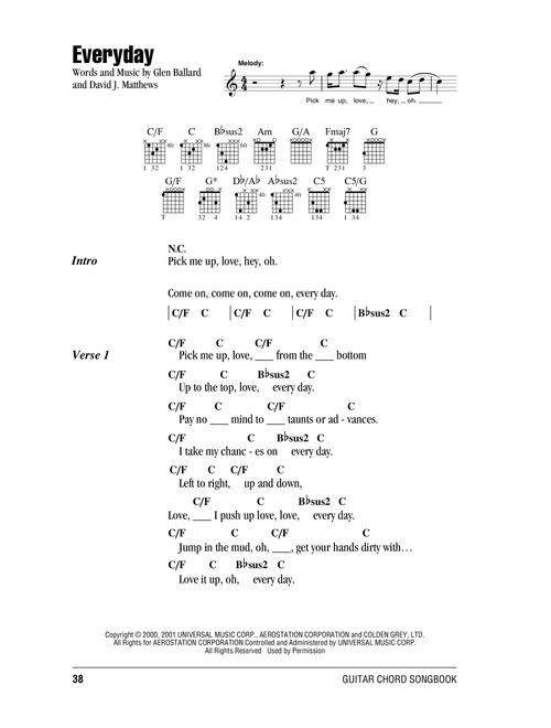 Everyday - Dave Matthews Band, Various (Guitar Chords-Lyrics)