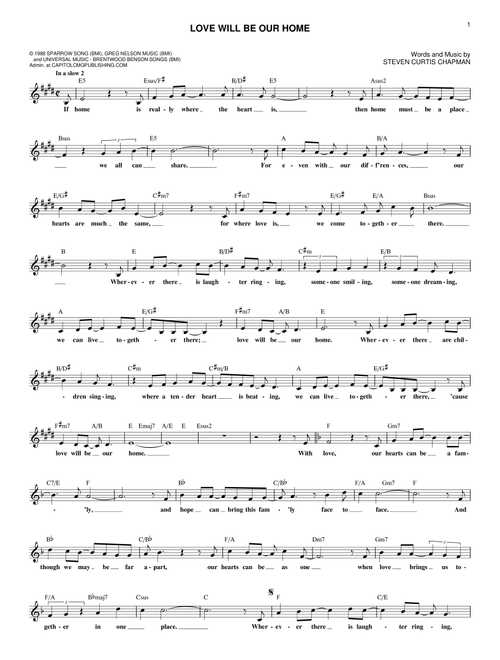 Love Will Be Our Home - Sandi Patty (Lead Sheet - Fake Book)