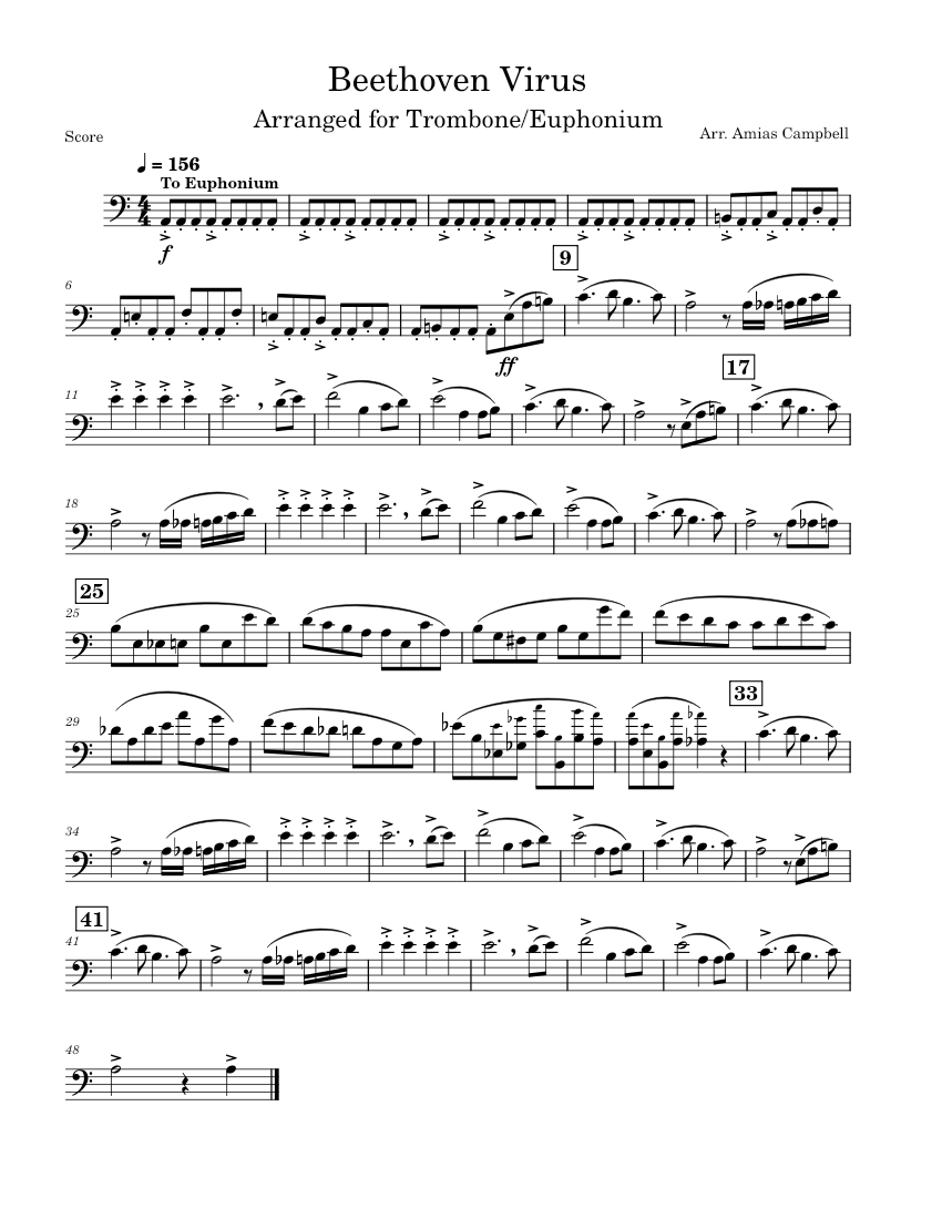 Beethoven virus, Arr. for Trombone/Euphonium Sheet music for Trumpet in