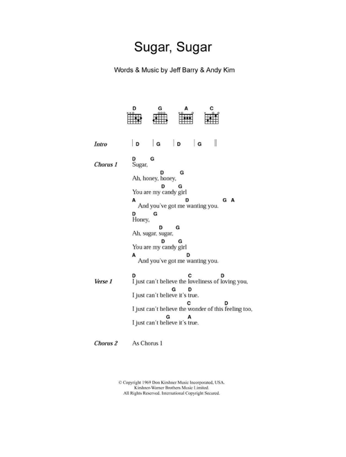 Sugar, Sugar - The Archies (Guitar Chords-Lyrics)