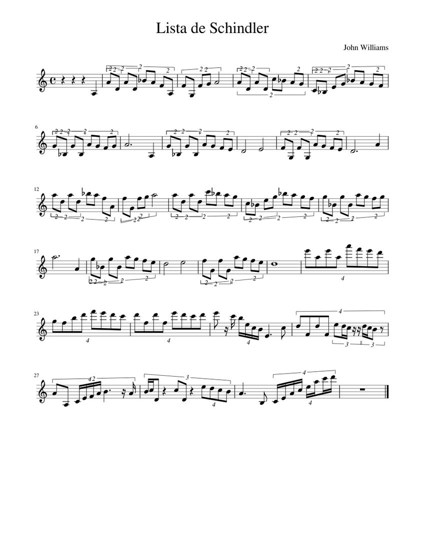 Lista de Schindler Sheet music for Violin (Solo) Lista de Schindler Sheet music for Violin (Solo)