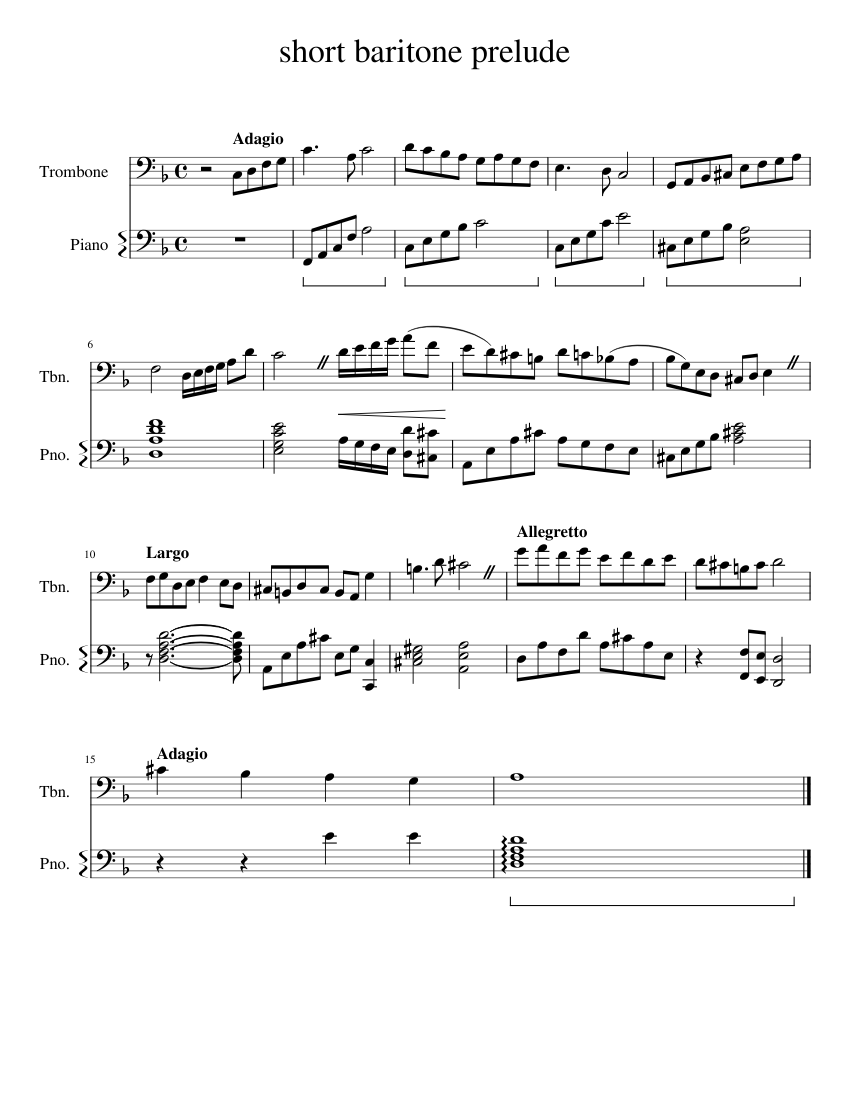 Baritone solo piece in 20min Sheet music for Piano, Trombone (Solo