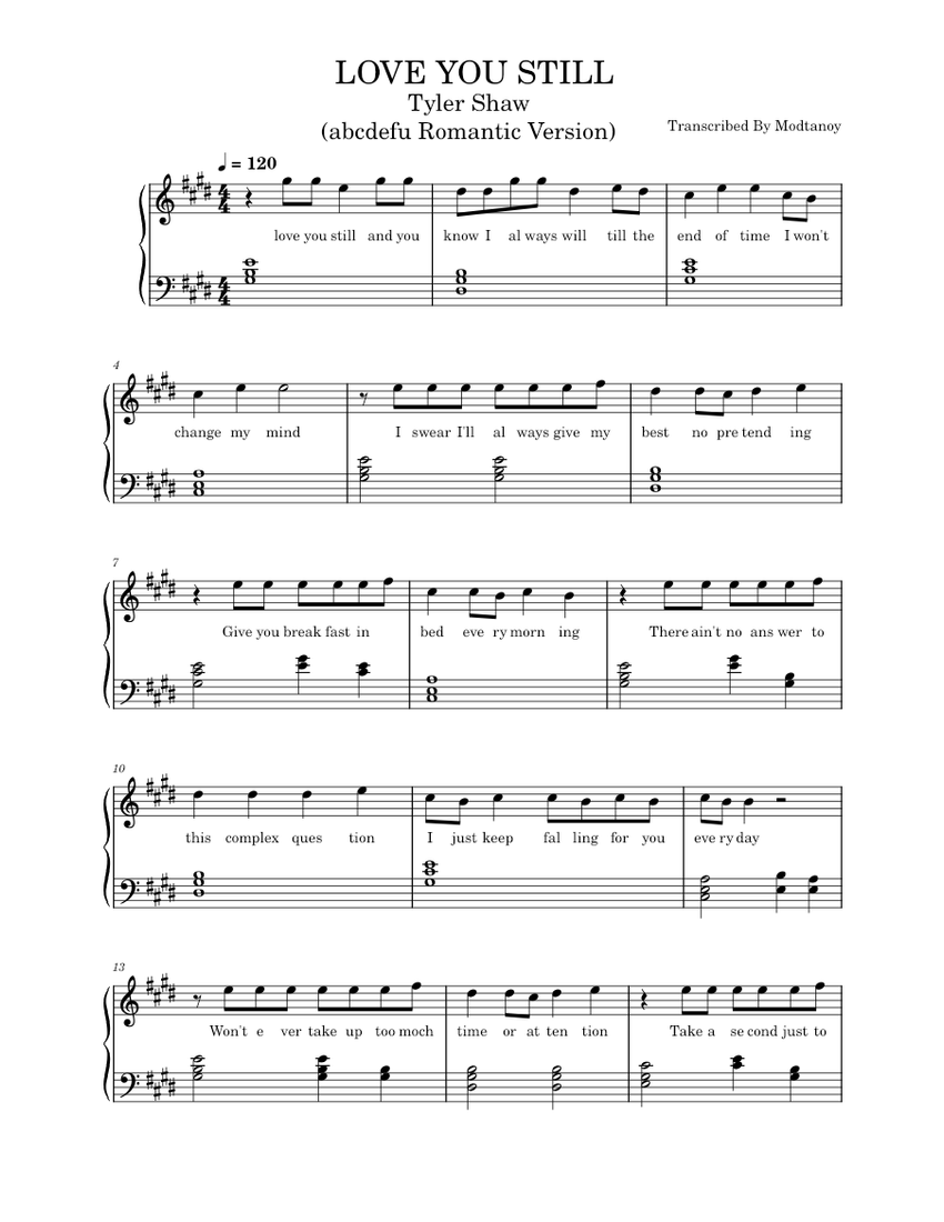 Love You Still Tyler Shaw Sheet music for Piano (Solo)