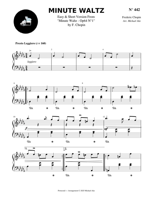 Minute Waltz – Frédéric Chopin (Easy & Short Version)