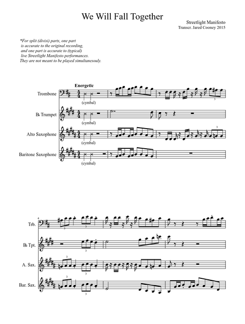 We Will Fall Together (transcription with alto sax subtitution)