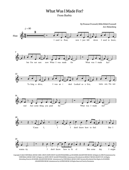 What Was I Made For? (Arr. Heisenberg) - Billie Eilish (Flute Solo)