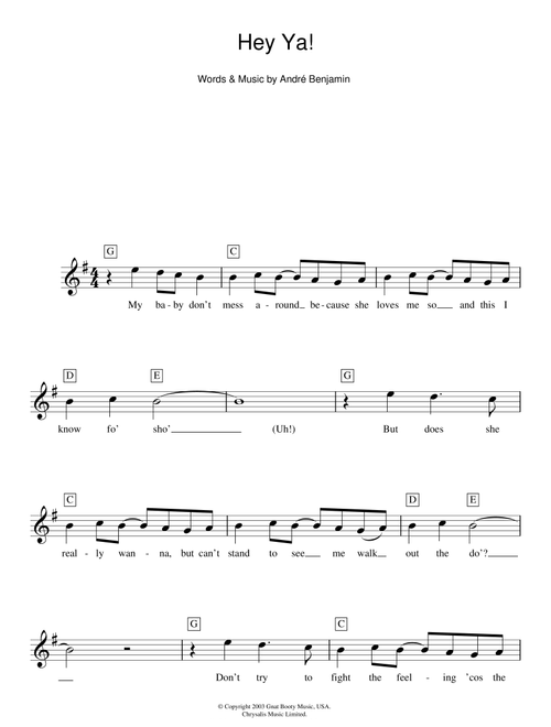 Hey Ya! - OutKast (Piano Chords-Lyrics)