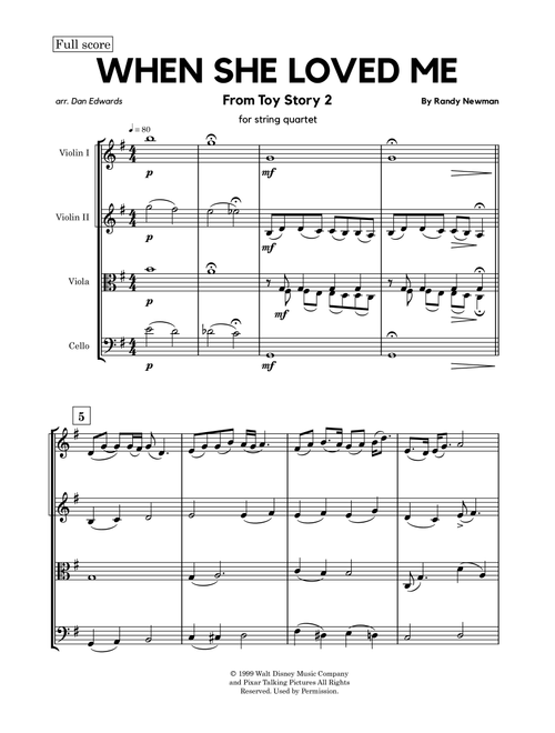 When She Loved Me (Arr. Dan Edwards) - Sarah McLachlan (String Quartet)