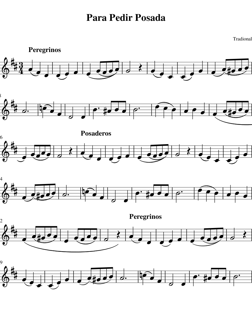 Posada Script Para Pedir Posada Sheet Music for Vocals (Solo) | MuseScore.com