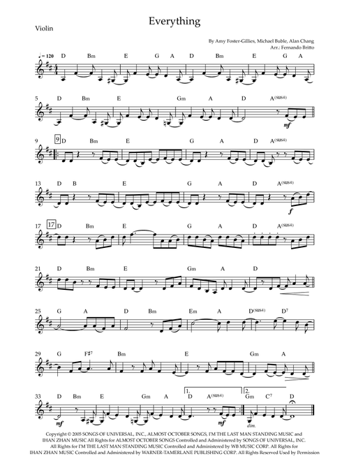 Everything (Arr. Fernando Britto) - Michael Buble (Violin Solo)