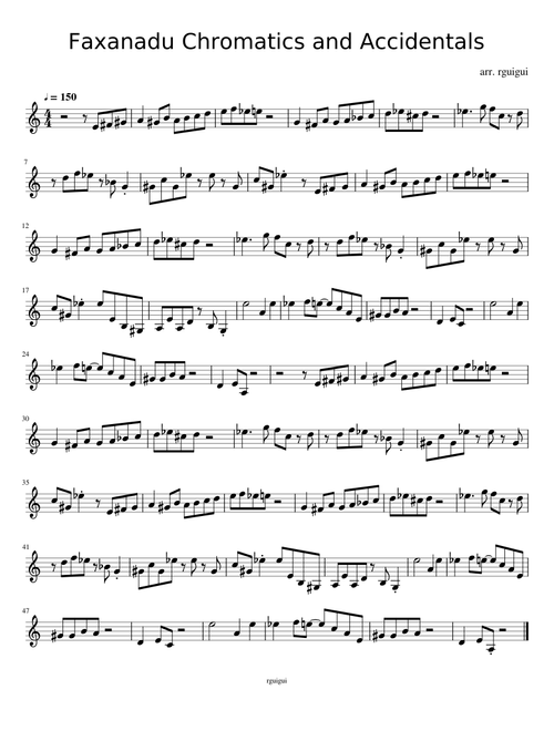 Faxanadu Chromatics and Accidentals Exercise
