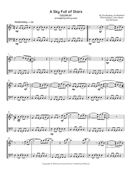 A Sky Full Of Stars (Arr. Sherry Lewis) - Coldplay (Instrumental Duet)