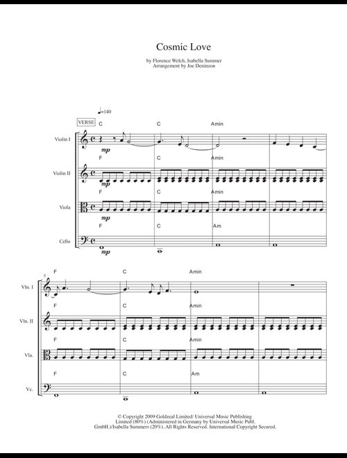 Cosmic Love (Arr. Joe Deninzon) - Florence And The Machine (String Quartet)