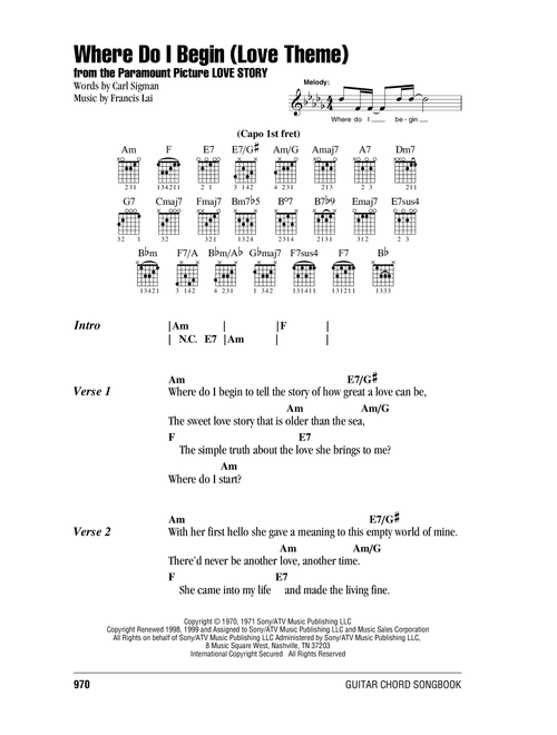 Where Do I Begin (Love Theme) - Andy Williams (Guitar Chords-Lyrics)