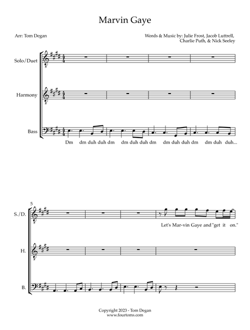 Marvin Gaye (Arr. Thomas Degan) - Charlie Puth (Choral, TTBB)
