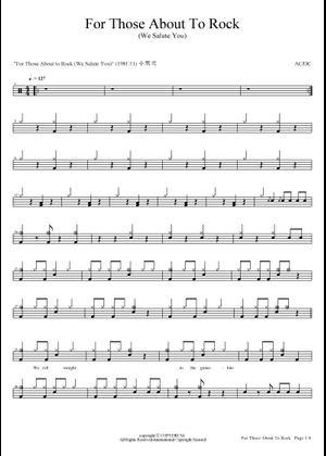Play Official version of For those about to rock Sheet Music