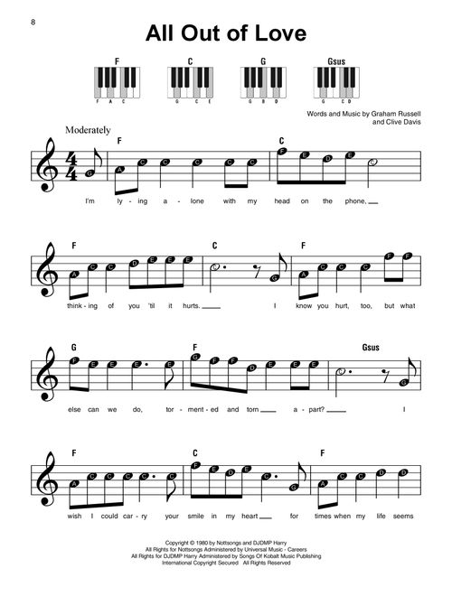 All Out Of Love - Air Supply (Super Easy Piano)