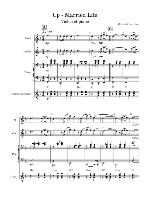 Up - Married Life - flute violon piano guitare
