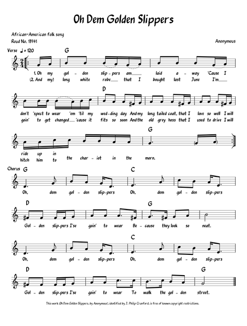 Oh Dem Golden Slippers - Lead Sheet