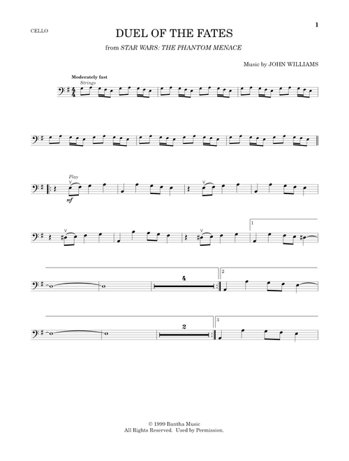 Duel Of The Fates (from Star Wars: The Phantom Menace) - John Williams (Cello Solo)