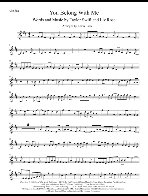 You Belong With Me (Arr. Kevin Busse) - Taylor Swift (Alto Sax Solo)