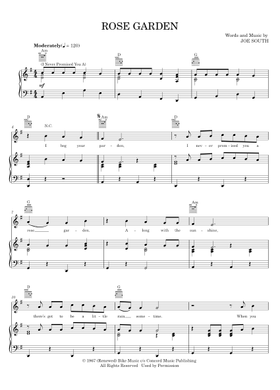 Free Rose Garden by Lynn Anderson sheet music | Download PDF or