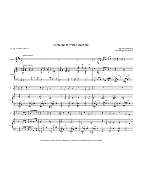 Someone To Watch Over Me (Arr. Dominic Meccia) - Ira Gershwin, George Gershwin (Clarinet and Piano)