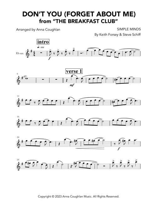 Don't You (Forget About Me) (Arr. Anna Coughlan) - Hawk Nelson (Alto Sax and Piano)