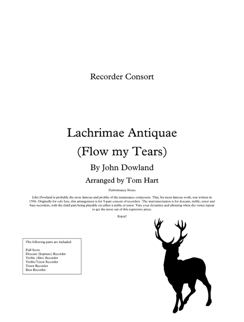 Flow my Tears (Arr. Tom Hart) - John Dowland (Recorder Ensemble)