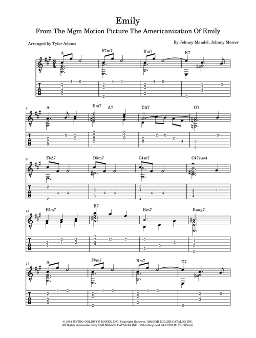 Emily (Arr. Tyler Adams) - Johnny Mandel, Johnny Mercer (Solo Guitar)