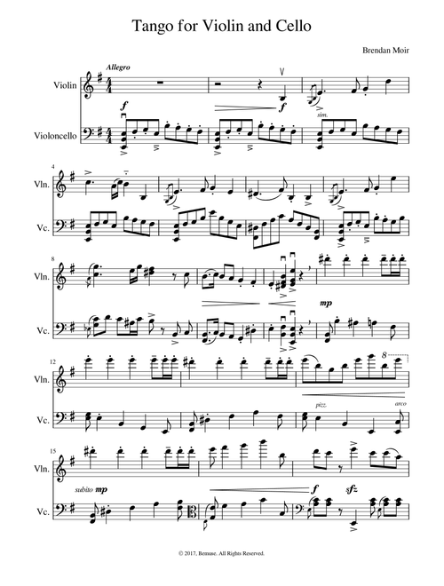 Tango for Violin and Cello - Brendan Moir (Instrumental Duet)