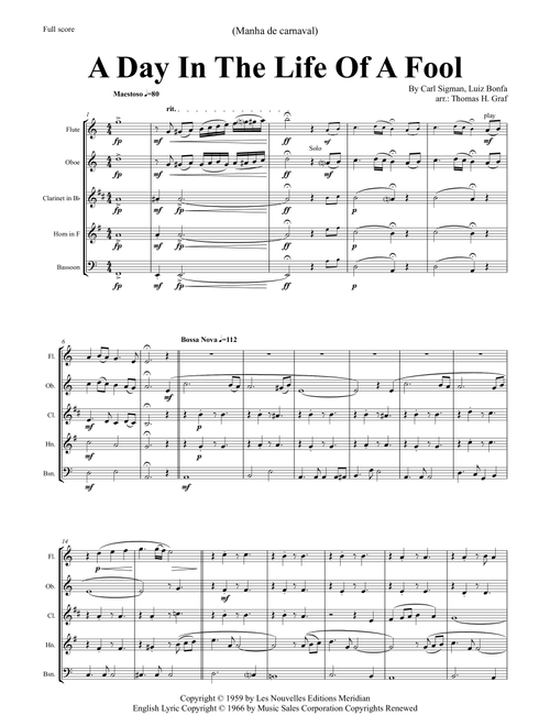 A Day In The Life Of A Fool (manha De Carnaval) (Arr. Thomas Graf) - Luiz Bonfa (Woodwind Ensemble)