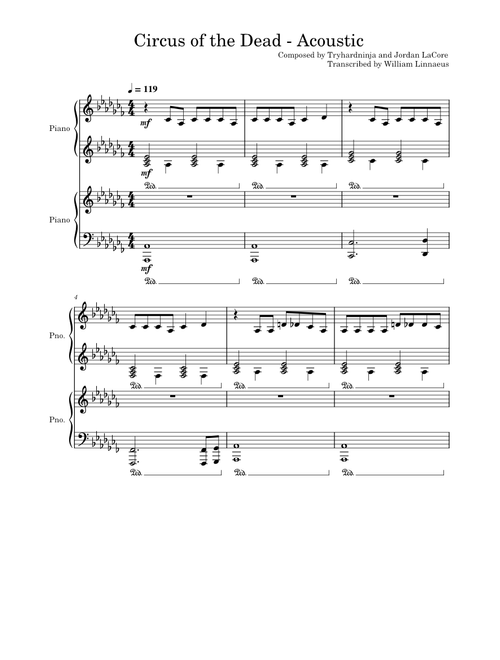 Circus of the Dead - Acoustic – Tryhardninja and Jordan LaCore - transcription for 2 pianos/4 hands