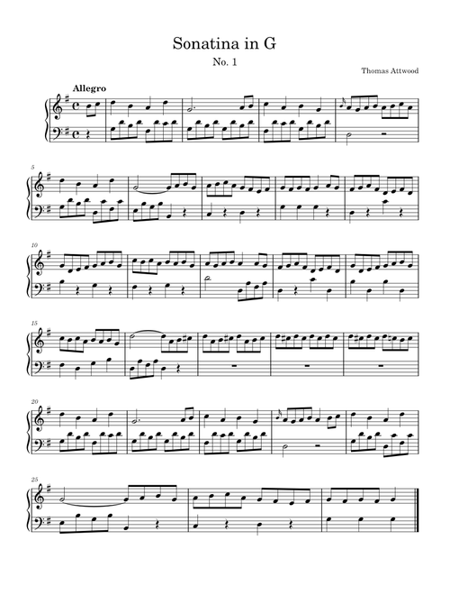 Sonatina in G - Thomas Attwood
