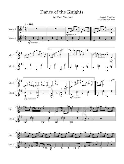Romeo and Juliet, Op 64, No 13, Dance of the Knights – Sergei Prokofiev Prokofiev - Dance of the Knights 2 violins